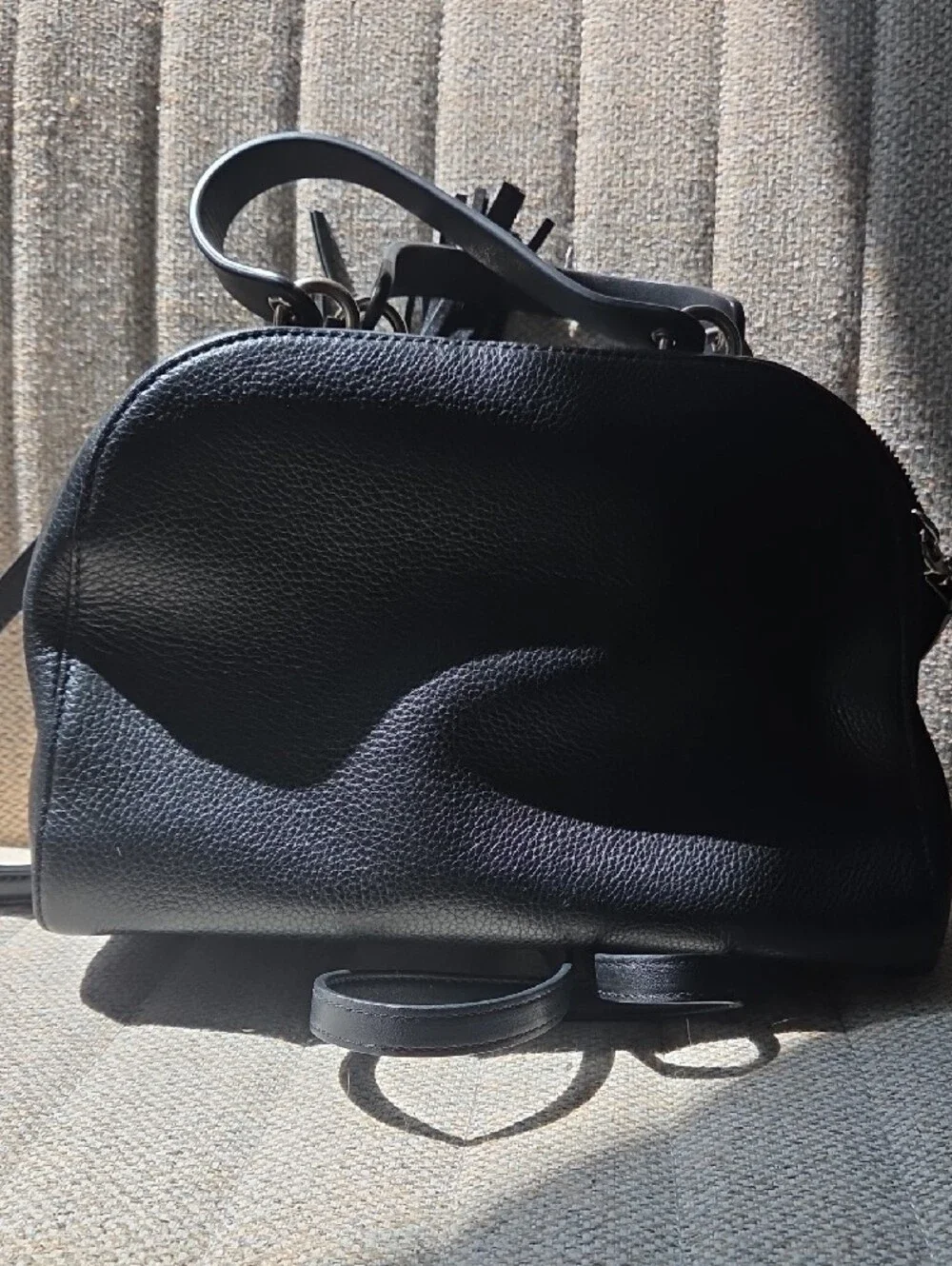 kate spade Black Pebbled Leather Tassel Satchel
